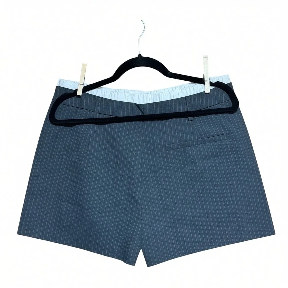 Emerson Lang Pinstripe Skort Gray XL Tailored Office Quiet Luxury EUC